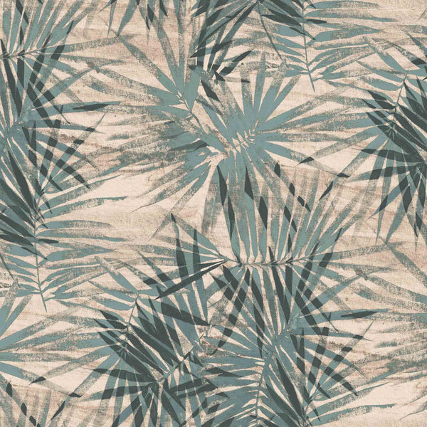 Palm Leaves Duckegg PVC Vinyl Tablecloth 20 Metres x 140cm
