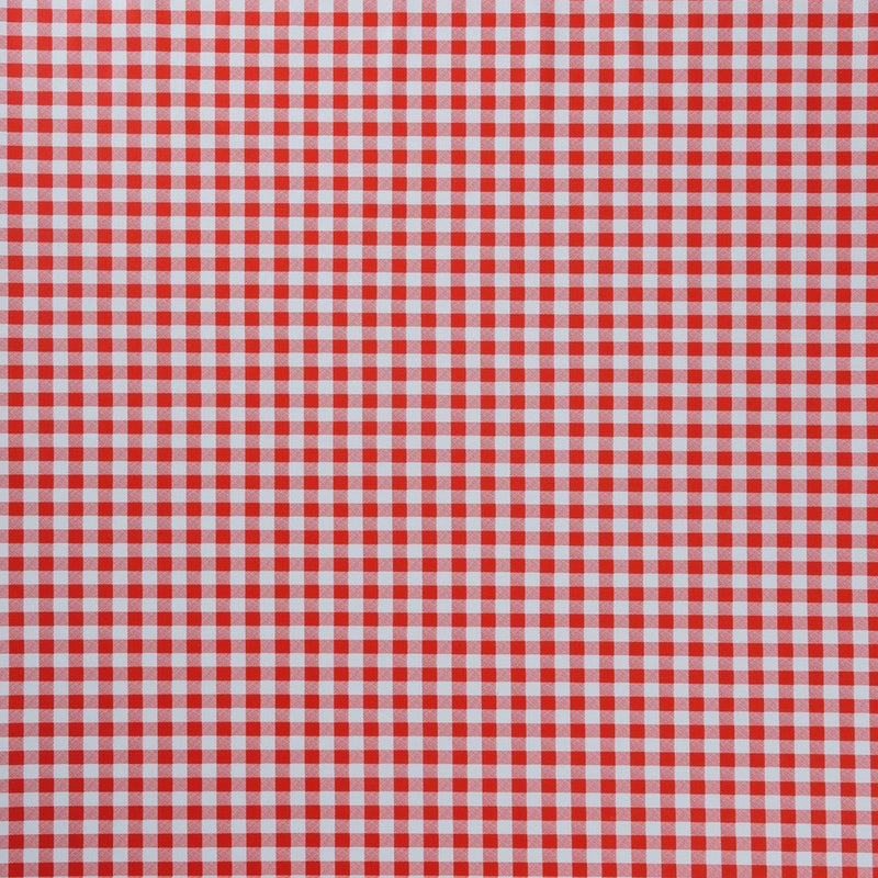 Red Gingham Small Check Vinyl Oilcloth Tablecloth