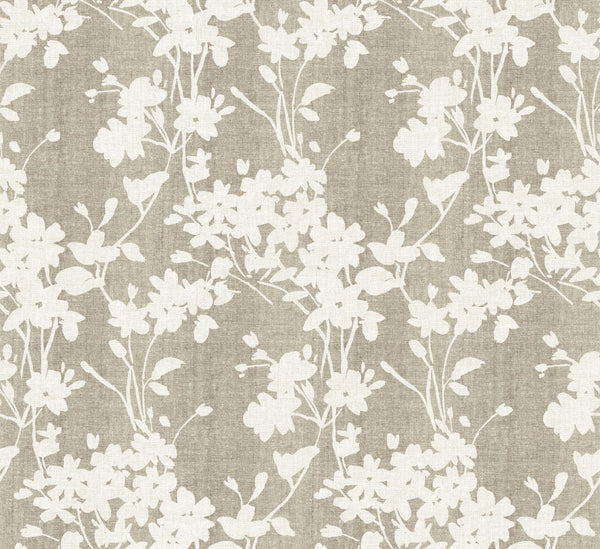 Chelsea Flowers on Taupe Tex Vinyl Oilcloth Tablecloth