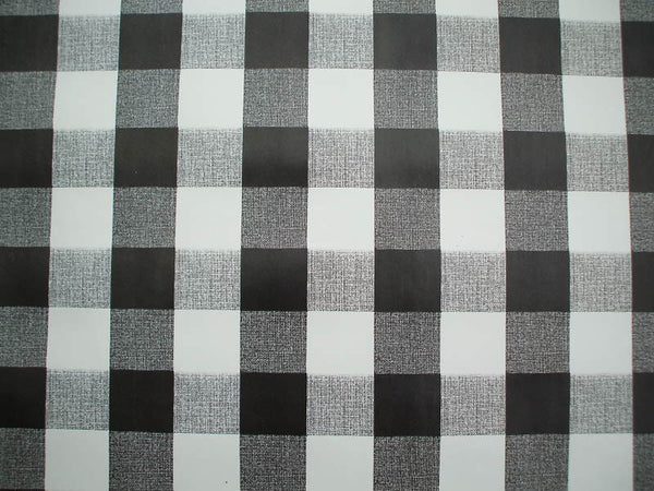 Black Gingham Check PVC Vinyl Wipe Clean Tablecloth 100cm x 140cm Warehouse Clearance