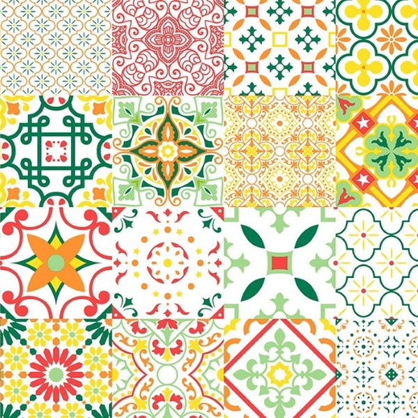 Spanish Tiles Tutti Fruity Vinyl Oilcloth Tablecloth