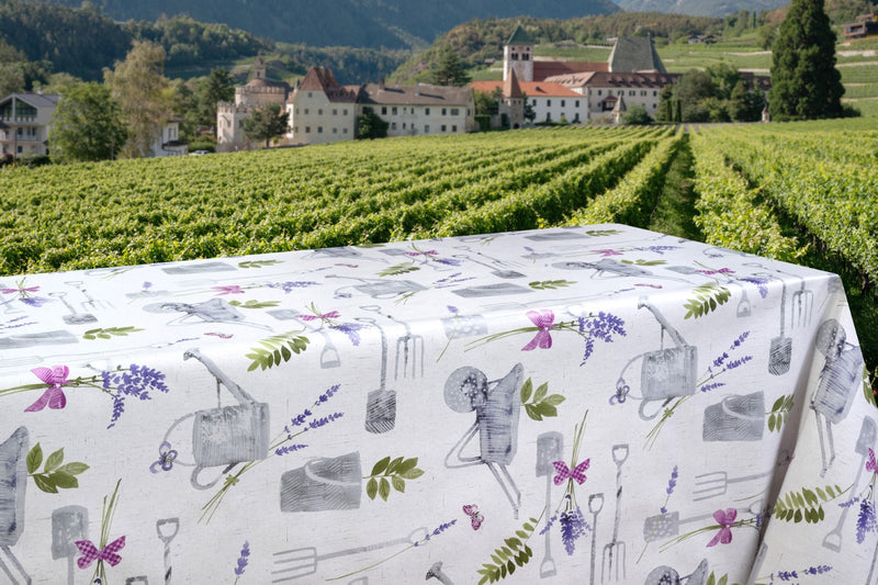 Lavender Gardener Vinyl Oilcloth Tablecloth