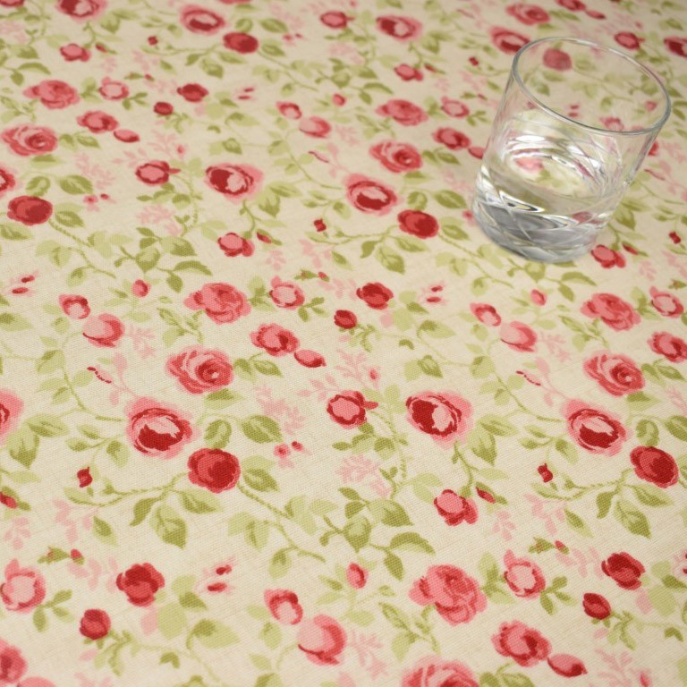 Clarke and Clarke Maude Old Rose Oilcloth Tablecloth