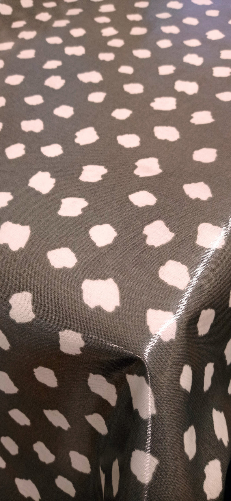 Cleo Irregular Spot Slate Grey Oilcloth Sold by the Metre