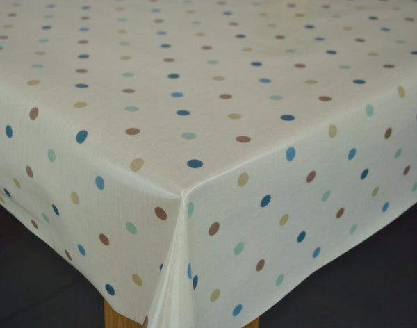 Dotty Duckegg Multi Oilcloth Tablecloth by Clarke and Clarke