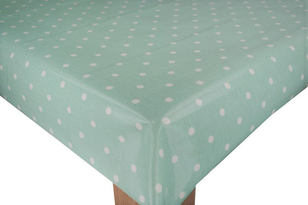 Dotty Seafoam Oilcloth Tablecloth by Clarke and Clarke