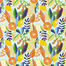 Amalfi Citrus Fruit on Blue PVC Vinyl Oilcloth Tablecloth