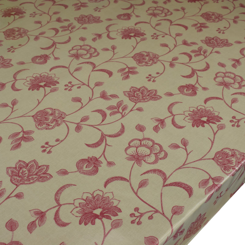 Emily Pink and Cream Floral Oilcloth Tablecloth