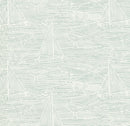Whales and Sail Boats Duckegg Matt Oilcloth Table Cloth