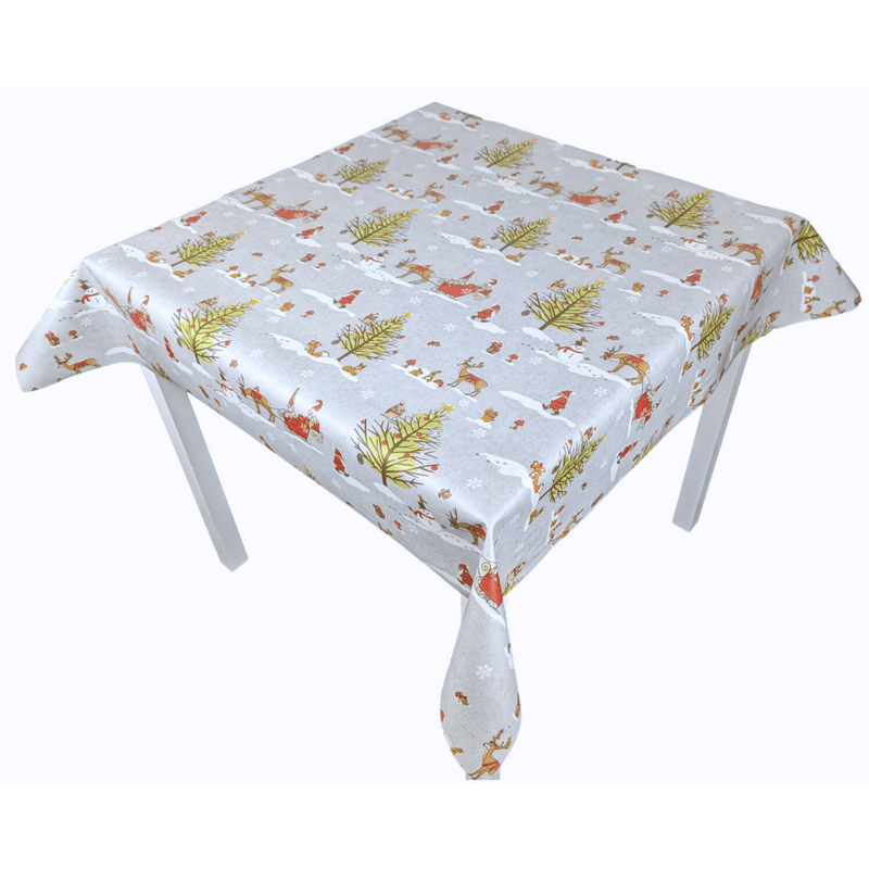 Fryetts Grey Christmas Woodland Oilcloth Tablecloth