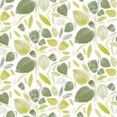 Scandi Floral Leaves Green PVC Vinyl Oilcloth Tablecloth