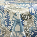 Monstera Leaves Blue PVC Vinyl Oilcloth Tablecloth