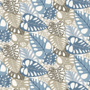 Monstera Leaves Blue PVC Vinyl Oilcloth Tablecloth