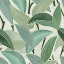 Tropical Leaves Sage Green PVC Vinyl Oilcloth Tablecloth