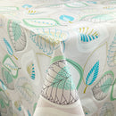 Modern Scandi Leaves Duckegg PVC Vinyl Oilcloth Tablecloth