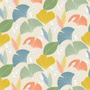 Fan Leaves Gingko Multi PVC Vinyl Oilcloth Tablecloth