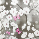 Pink Butterfly Taupe Blossom PVC Vinyl Oilcloth Tablecloth