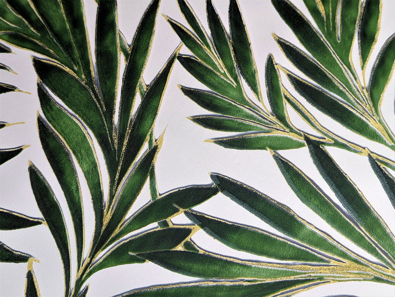 Tropical Beach Palm Leaves Green Tex Tablecloth with Parasol Hole Wipe Clean Tablecloth Vinyl PVC 140cm x 140cm