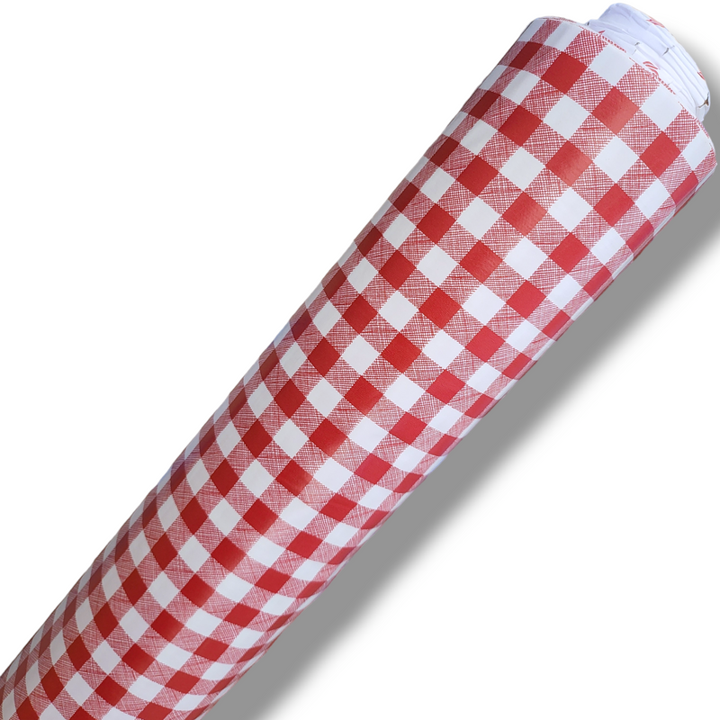 Red Gingham Small Check Vinyl Oilcloth Tablecloth