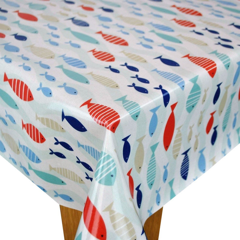 Shoal Blue Multi Oilcloth Tablecloth by Fryetts