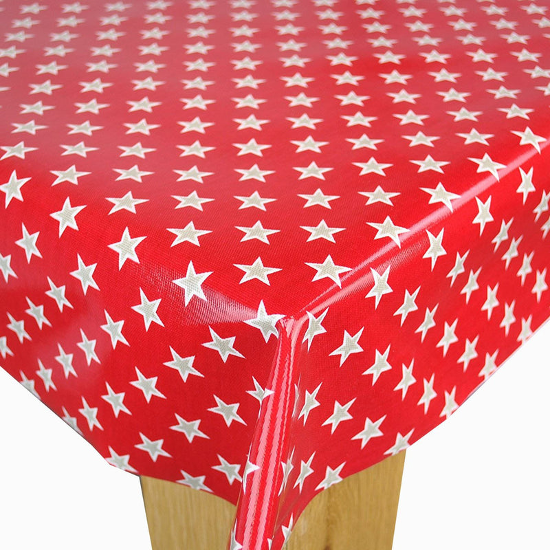 Shooting Stars Red Cotton Oilcloth Tablecloth