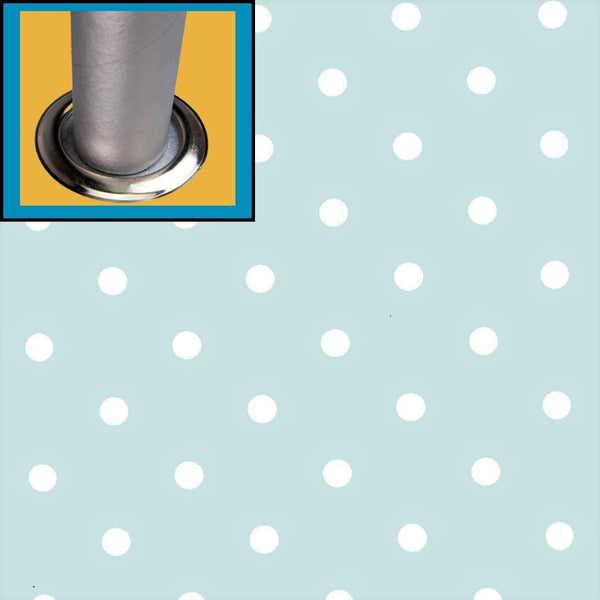 Extra Wide Duckegg Blue Polka Dot Tablecloth with Parasol Hole Wipe Clean Outdoor Tablecloth Vinyl PVC Round 160cm