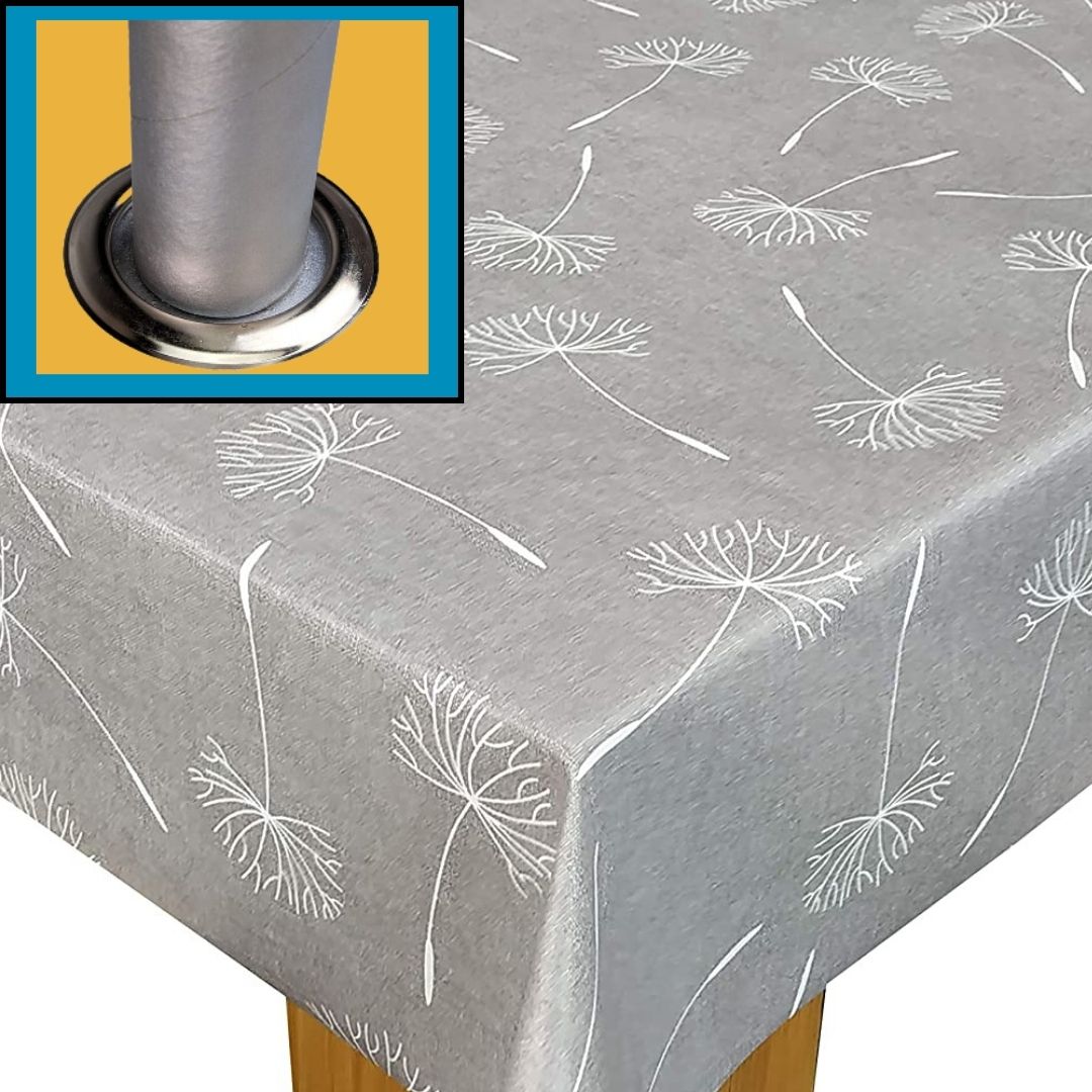 Megan Grey Tablecloth with Parasol Hole Wipe Clean Tablecloth Vinyl PV