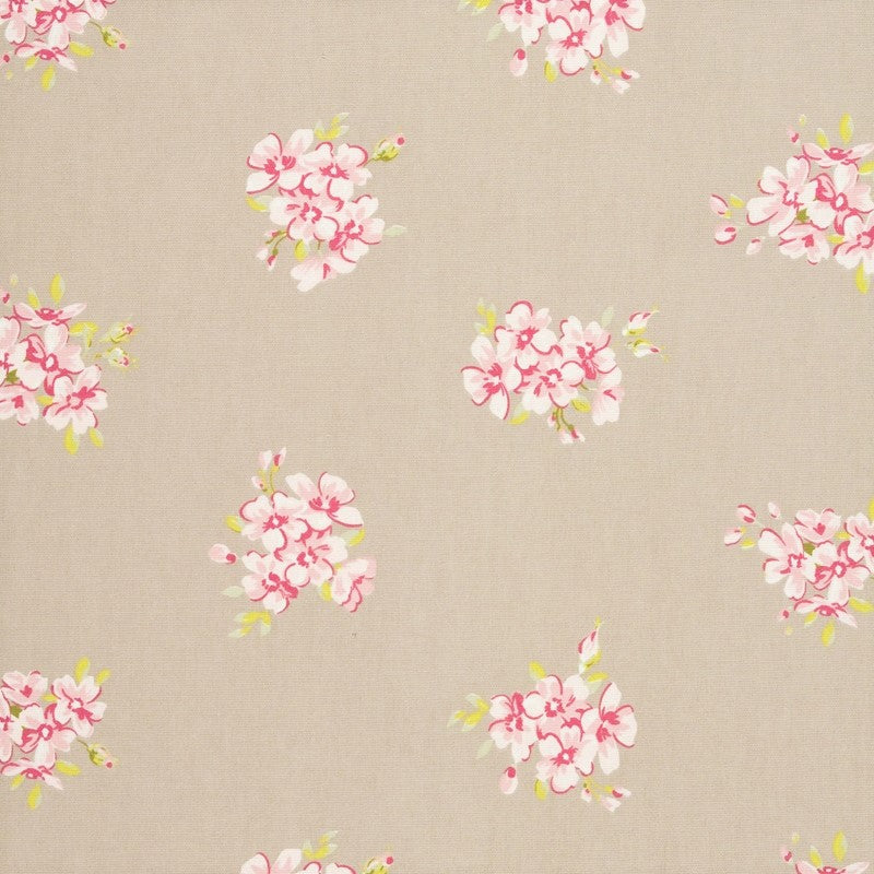Tilly Taupe Floral Cotton Oilcloth Tablecloth by Clarke and Clarke