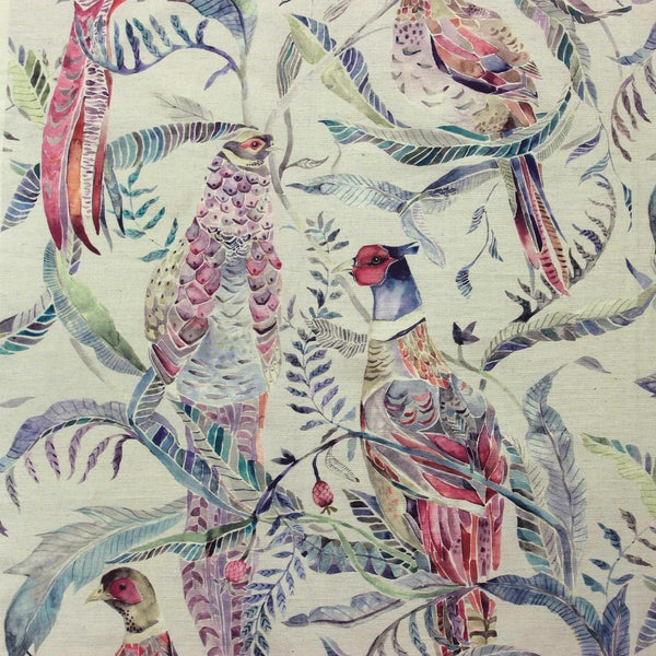 Torrington Birds Loganberry Oilcloth Tablecloth Square 132m x 132cm - Warehouse Clearance