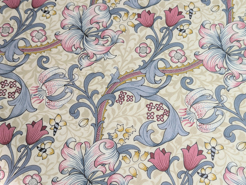 William Morris Golden Lily Dove Grey and Plum Oilcloth Tablecloth
