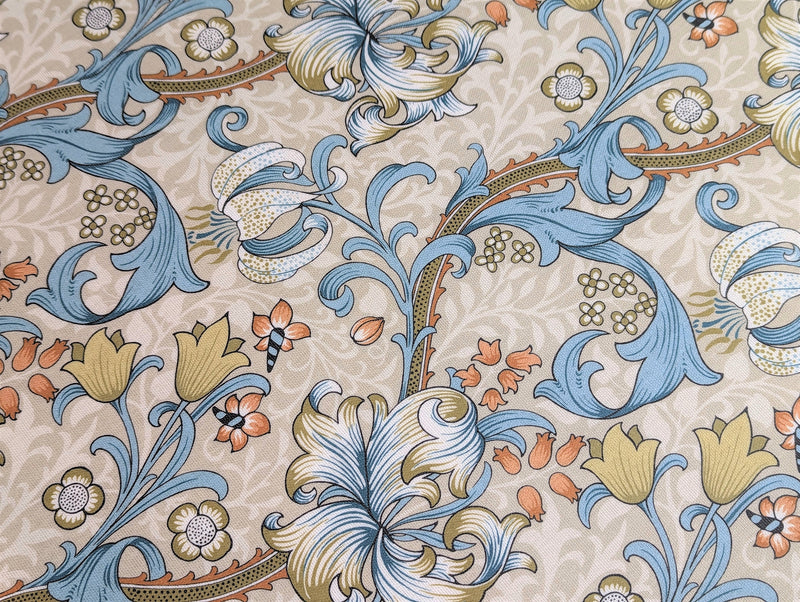 William Morris Golden Lily Linen and Teal Oilcloth Tablecloth