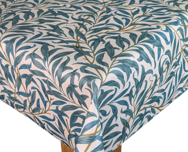 William Morris Willow Bough Teal Oilcloth Tablecloth
