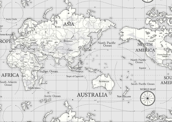 World Maps Grey Oilcloth Tablecloth