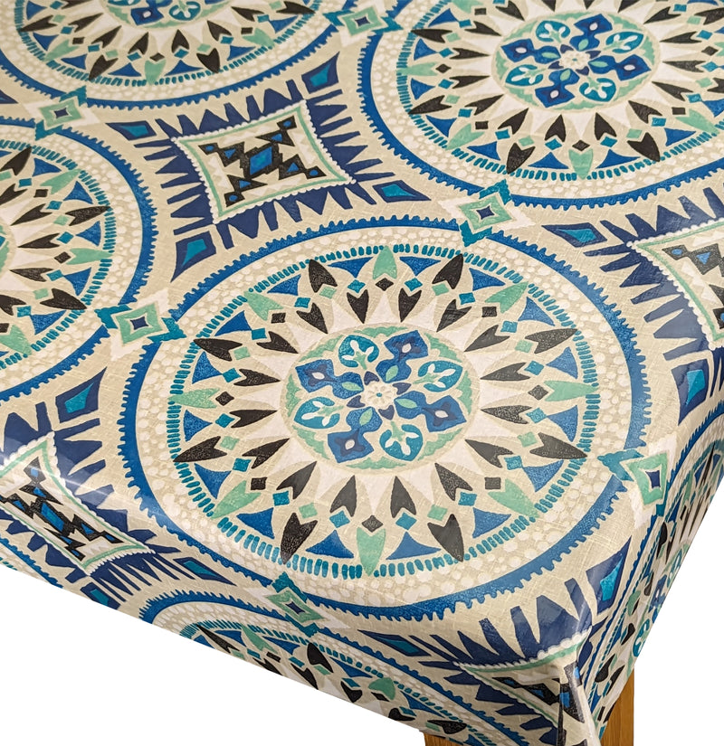 Agadir Blue Oilcloth Tablecloth