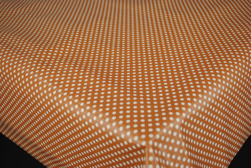 Almond Brown Mini Polka Dot PVC Vinyl Tablecloth 20 Metres