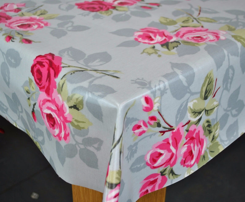 Nancy Rose Grey  Oilcloth Tablecloth