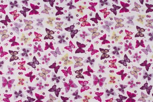 100% Cotton Craft  Fabric Flutterby Butterfly Grape 70cm x 135cm & 85cm x 135cm Warehouse Clearance