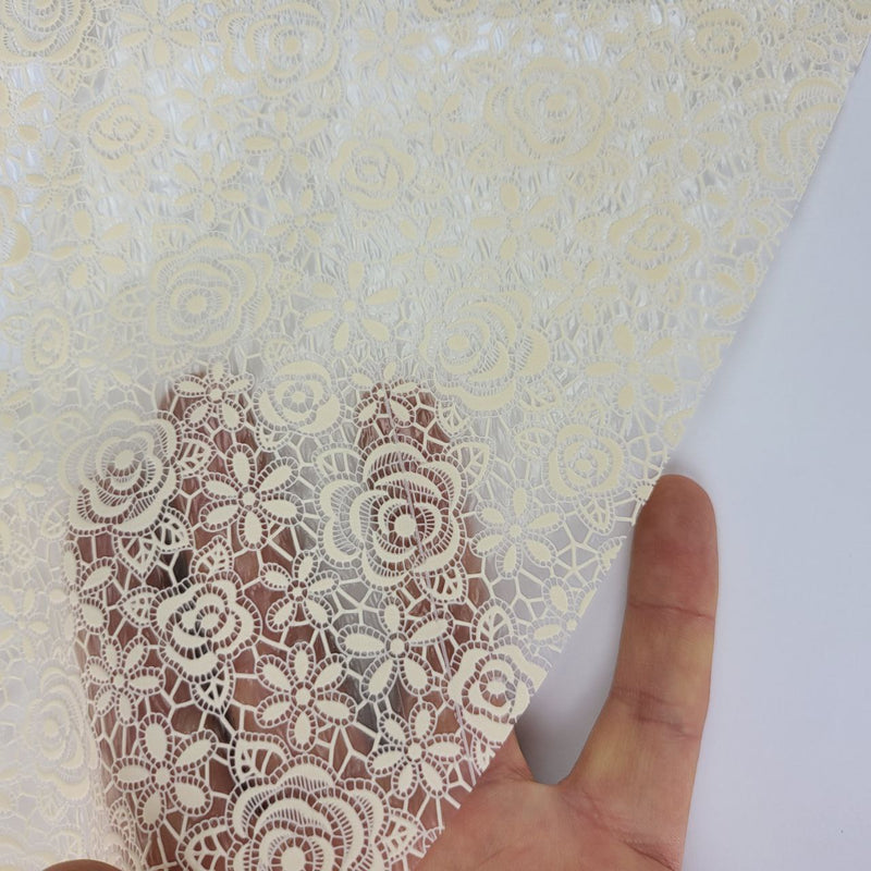 Floral Cream PVC Lace Vinyl Oilcloth Tablecloth