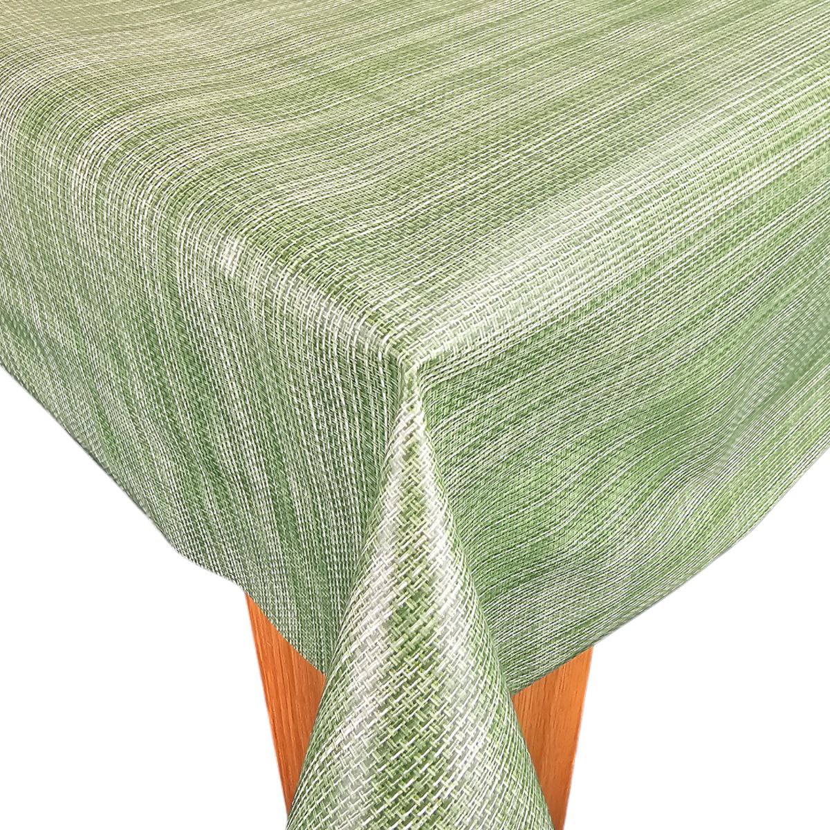 Moss Green Linen Look Vinyl Oilcloth Tablecloth Wipe Clean