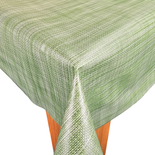 Green Linen Look Vinyl Oilcloth Tablecloth