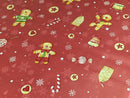 Christmas Gingerbread Man Red Vinyl Oilcloth Tablecloth