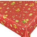 Christmas Gingerbread Man Red Vinyl Oilcloth Tablecloth