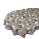Oval Christmas Pine Cones Grey Brown Wipe Clean PVC Vinyl Tablecloth 250cm x 140cm