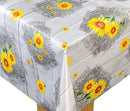 Sunflower on Hessian Grey Wood vinyl tablecloth 210cm x 140cm -Warehouse Clearance