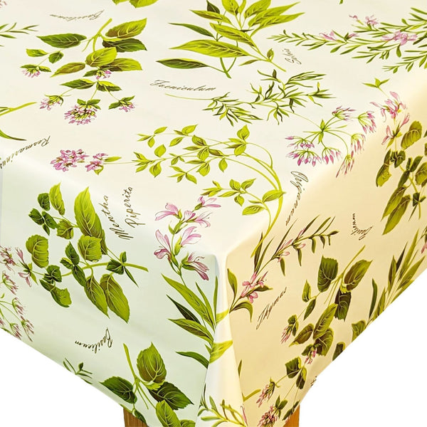 Herb Garden Cream Wipe Clean PVC Vinyl Tablecloth