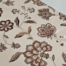 Classic Floral Pattern Brown Beige  PVC Tablecloth 20 Metres Roll