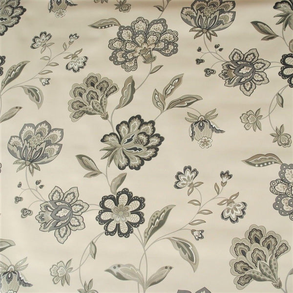 Classic Floral Pattern Grey  PVC Tablecloth 20 Metres Roll