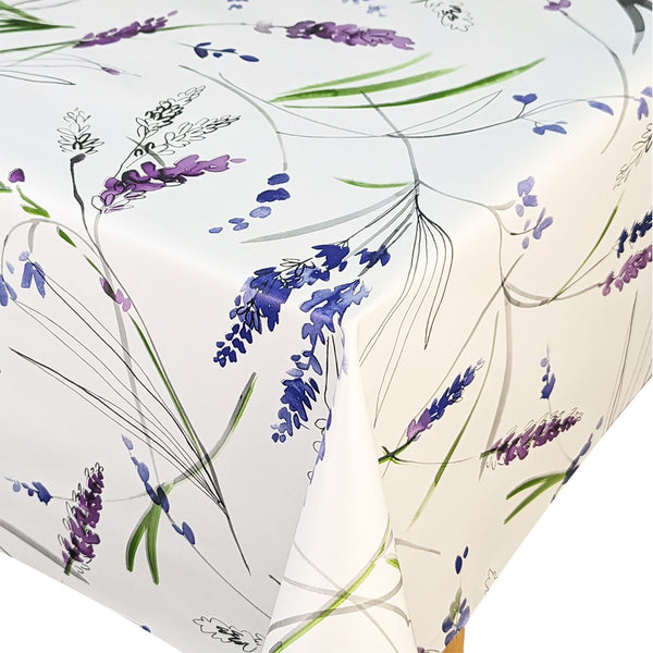 Lavender Stems Vinyl Oilcloth Tablecloth