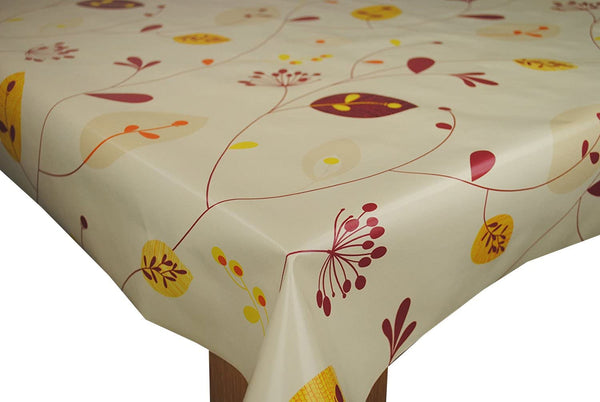 Leaves and Stems Spice PVC Vinyl Tablecloth 20 Metres
