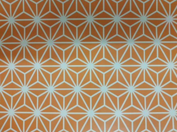 Geometric Triangles Orange  PVC Vinyl Wipe Clean Tablecloth 180cm x 140cm Warehouse Clearance